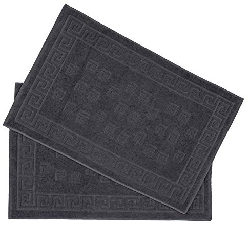 Arle-Living Luxus Medusa Duschvorleger im 2er Pack 50x80 cm - feinste Baumwolle/Jacquard Webung/Hochflor Frottee mit Medusa Flachprägung (anthrazit/anthrasite, 2er Pack Duschvorleger 50x80 cm)