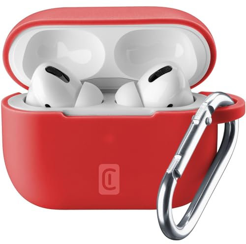 cellularline Bounce Soft Touch Silikon AirPod Hülle mit Haken für Apple AirPods Pro Rot