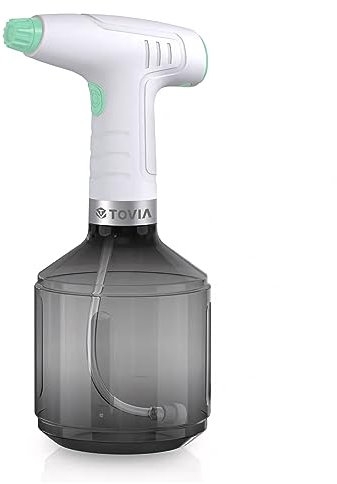 T TOVIA Plant Mister Spray Bottles Gardening, Battery Powered Garden Sprayer Pump Spray Bottle 1 L, Automatic Electric Weed Sprayers Fine Mist for Gardening, Fertilizing, Household Cleaning, Green
