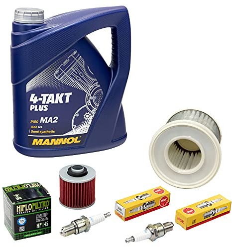 Wartungspaket Öl 4L + Luftfilter + Ölfilter + Zündkerzen für Yamaha XV 535 H XV 535 N XV 535 SH Baujahr 1988-1995