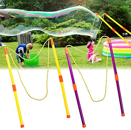 Yisscen 2 Paar Seifenblasen Stab Riesen Seifenblasenset kinder,Seifenblasen Hochzeit Geburtstag Geeignet für Kinder und Erwachsene Sommer Spielzeug Seifenblasenschwert
