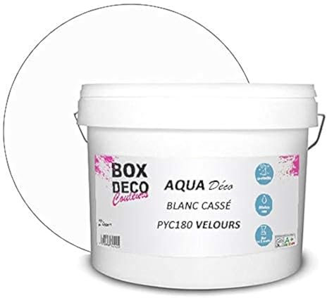 BOX DECO COULEURS Peinture murale acrylique aspect velours Aqua Déco - 10L, Blanc Cassé