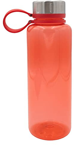 Steuber Trinkflasche Steel-Top 1000ml Kunststoff-Trinkflasche mit Edelstahldeckel, rot