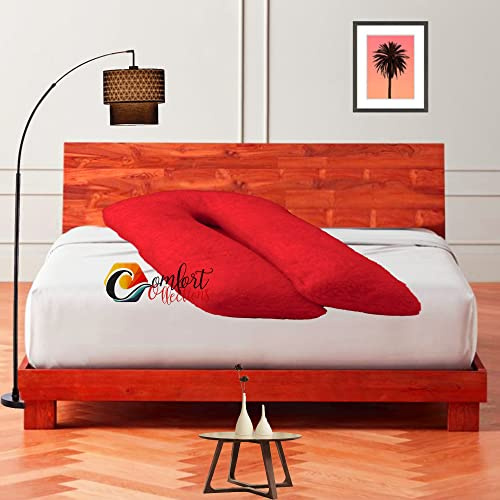 Copricuscino ortopedico a forma di U in pile con cerniera, per maternità, allattamento, gravidanza, super morbido e aderente per coccole da 9 m, federa a U, colore: rosso 75 cm x 135 cm circa