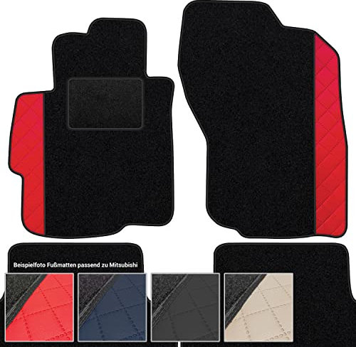 moto-MOLTICO Fußmatten Auto Velours Autoteppiche Schwarz Automatten Set 4-teilig - Auffälliges Design - passend für Mitsubishi Space Star 1999-2005 (Rotes Muster)