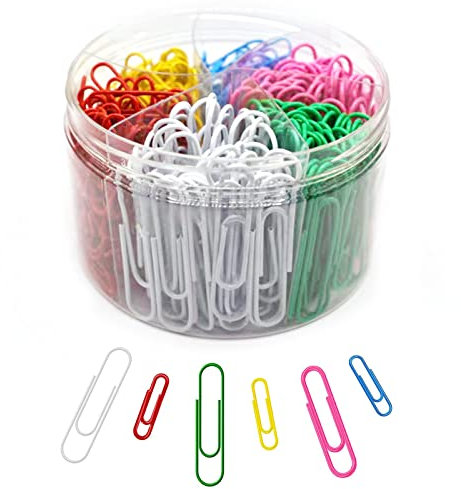 Büroklammern 450Pcs mittelgroß und groß (2.8 cm & 5 cm) Bunt Büroklammer Gewährte Größe,Langlebig und rostfrei,Vinylbeschichtete Büroklammern Bunt für die Organisation von Bürodokumenten