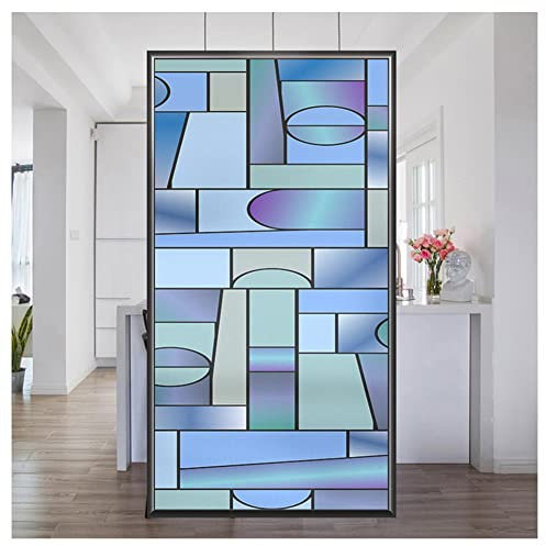Generic Statisch Fensterfolie Blickdicht Dekorativ Glas Fenster Abziehbilder Nicht Klebend Abnehmbar Reflektierende Fenster Vinyl Kleberlos Sichtschutzfolie Aufkleber,D,60x200cm(24x79inch)