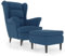 vidaXL Ohrensessel mit Hocker Armlehnen Fernsehsessel Polstersessel Loungesessel Wohnzimmersessel TV Sessel Ruhesessel Relaxsessel Blau Samt