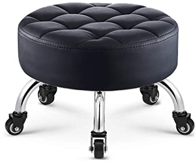 Kleiner Hocker Mit Rollen Ohne Rückenlehne PU-Polsterbank Wasserdicht Tragbar 33 * 26cm