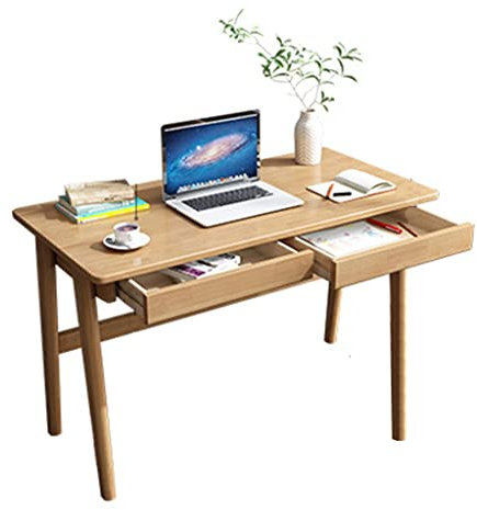 Rechteckiger Schreibtisch aus Massivholz, Skandinavischer Minimalistischer Computertisch, Schreibtisch für das Arbeitszimmer, Schreibtisch für Das Arbeitszimmer zu Hause, Ursprüngliche Holzfarbe, Nuss