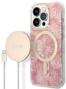 Guess Bündeln GUBPP14LHJEACSP Hülle und Ladegerät iPhone 14 Pro 6,1 rosa Hard case Jungle