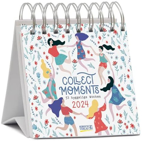Collect Moments - Postkartenkalender 2024 - Wochenkalender - Korsch-Verlag - 53 Postkarten mit einzigartigen Sprüchen - 17 cm x 16 cm