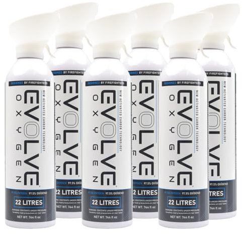 Evolve Oxygen 6x 22L Oxígeno Puro (97%) | La tecnología más eficiente disponible | Total 132L | Unidad de oxígeno doméstica | Botella de oxígeno