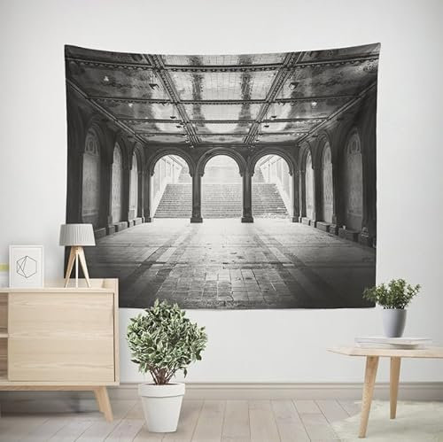 EHOMERY Wandteppich Indie Aesthetic Wanddecken Schwarz Und Weiß Wandbehang Om Wandschmuck Schlafzimmer Wohnzimmer Schlafzimmer Wandbehang Dekoration 150x130cm