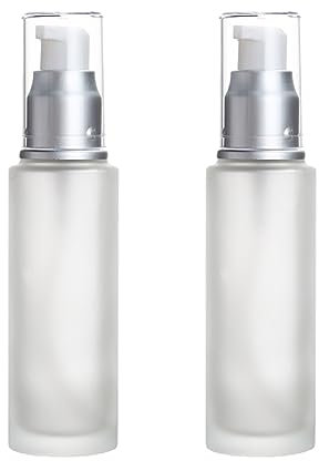 FSSTUD 2 Pcs 100ml Frosted Glass Lotion Bottles Empty Cream Pump Bottles Refillable Cosmetic Makeup Dispensers Skin Care Liquid Containers