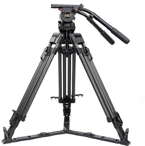 TERIS V20T Professional Carbon Fiber Video Tripod 30kg Heavy Duty with Fluid Head for Movie Camera Camcorder TS300CF
