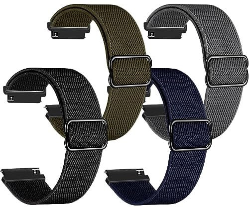 BDSHUNBF 4 Stücke Nylon Uhrenarmband, 20 mm Elastische Armband, Verstellbares Schnellverschluss Armband Aatmungsaktive Gewebte Sportbänder Ersatzarmband für Herren Damen