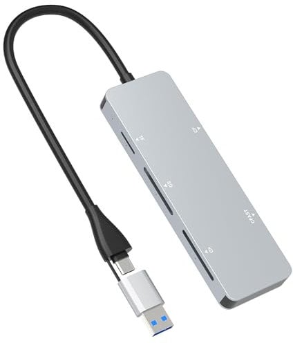 CFast 2.0 Card Reader, CFast Kartenleser USB C 3.0 und USB A, CFast Reader mit 5 Gbit/s Geschwindigkeit für SanDisk, Lexar, Transcend, Sony Card, Lesen von 5 CFast/TF/SD/XD/CF Karten gleichzeitig