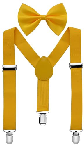 Miobo Unisex Hosenträger mit Fliege für Kinder: Stylisch und praktisch, mit drei Clips