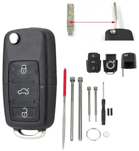 Porte-clés VW à 3 boutons avec outils de démontage de broche pour Volkswagen Transpoter Golf MK6 Seat Ibiza Leon Polo Beetle Caddy Bora Passat Skoda Octavia MK3