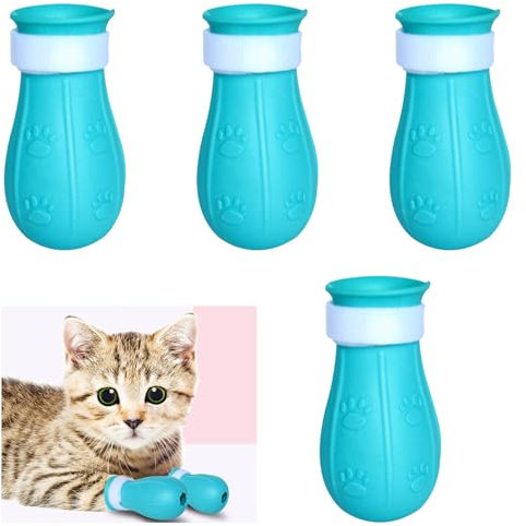 WOAILIANGEJINJIN 4 Pcs Cat Anti-Scratch Boots Adjustable Cat Paw Protector Foot Covers Cat Claw Protection Shoes for Home Bathing Shaving Cat Paw Protector