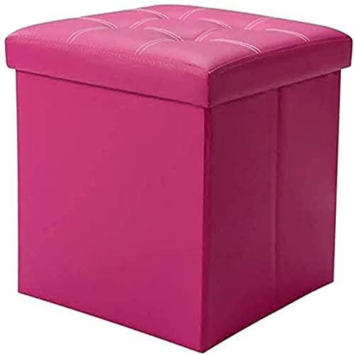 OAkita Pouf-Fußhocker, quadratischer Aufbewahrungshocker, praktische Fußstütze aus Leder, gepolsterte Sofabank mit Deckel, Wohnzimmer, Schlafzimmer, Einzelhocker, Stuhl, Pouf (Rosa)