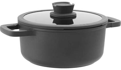 BergHOFF Leo Kochtopf groß (24x11cm) - 4,4l - Suppentopf PFAS frei - für alle Herdarten - Topf mit Deckel - Stone+
