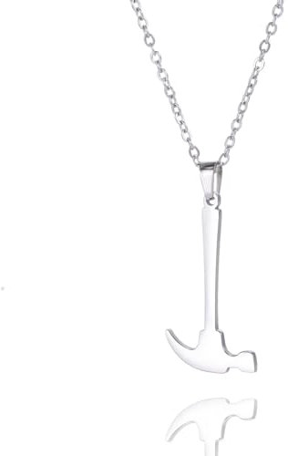 EUEAVAN Punk Hammer collana martello ciondolo chiave martello strumento collana film ispirazione gioielli regalo uomo donna, Acciaio inossidabile