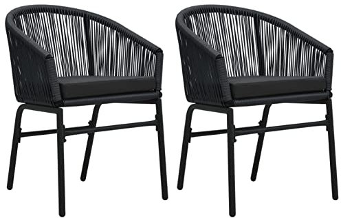 Rantry Gartenstühle 2 STK. Gartenstuhl Balkonstuhl Terrassenstuhl Gartensessel Essstuhl Stuhl Stühle Rattanstuhl Terrassenstuhl Balkonstühl Schwarz PE-Rattan