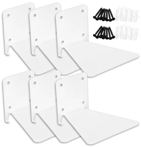 Lemecima Unsichtbares Bücherregal, Schwebendes Bücherregal, Unsichtbare Regale für Bücher, Schwebendes Regale Wand für Schlafzimmer, Floating Bookshelf Metall Stabil für Büro, Küche, 6er Set