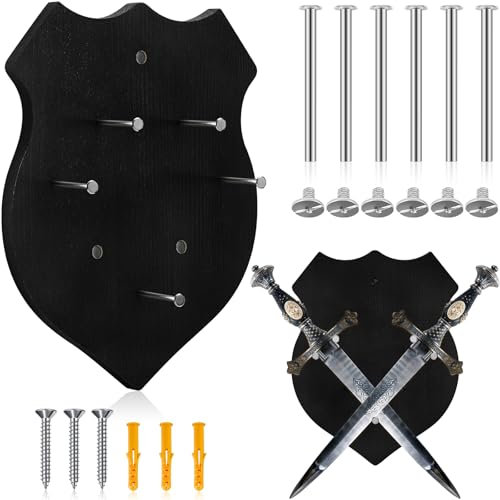 Queekay Schwert-Wandhalterung, Holzhalter, Axt, Katana-Schwert, Wandhalterung, Plakettenständer, Aufhänger für Geschenk, (Jet-schwarz)