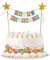 Multi-Coloured Pastel Pre-Strung Happy Birthday Cake Topper for Kids Party Decorations, Reusable