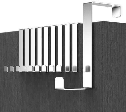 Menz Porte-manteau pour porte, set de 10 - crochet porte inox, 4,1-4,6 cm x 8 cm - fixation suspendue, attache durable