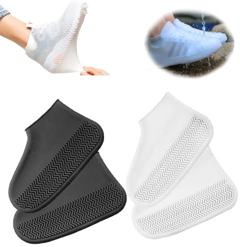 RXKFIGX 2 Pares Silicona Cubrezapatos de Lluvia Cubrezapatos Impermeables Funda de Zapato Reutilizable Antideslizante Silicona Cubierta del Zapato Impermeable para Lluvia Nieve Barro Salpicado