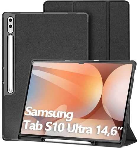 DUX DUCIS Custodia Cover per Samsung Galaxy Tab S10 Ultra / S9 Ultra (14,6) con Portapenne, Sottile Folio Stand Protettiva Tablet Cover con Auto Svegliati/Sonno, Nero