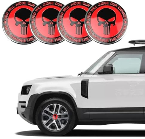 EYVRPAU 4 Pcs Aufkleber FüR Nabendeckel, SchäDel Alufelgen Nabenkappen,SchäDel Radnabendeckel Felgendeckel,Universal Schwarz SchäDel Nabenkappen,Compatible with 56mm Radnabenkappen