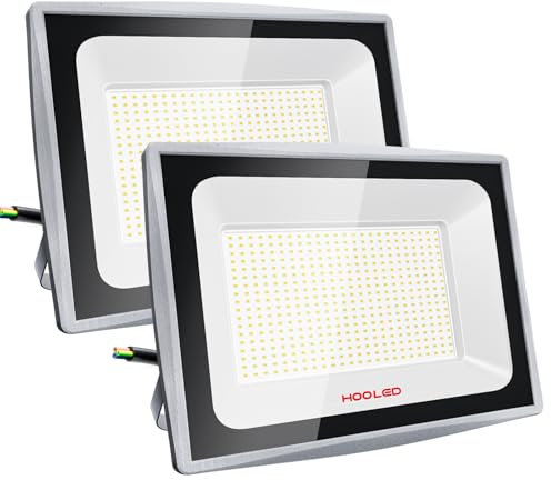 2 Stück LED Strahler Außen 300W 30000lm 6500K CRI80+ Flutlicht Spotlight für Garten und Terrasse – Starke, IP65 Wetterfeste Beleuchtung (300W-2PC)