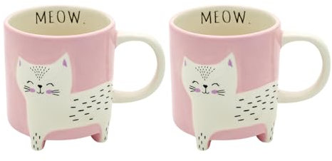 Winkee - Cute Animal Kaffeetassen I Die süße Kaffee-Tasse & Tee-Becher in groß I XXL Tasse ca. 450 ml I Cute Coffee Mug I 2er Set Katze