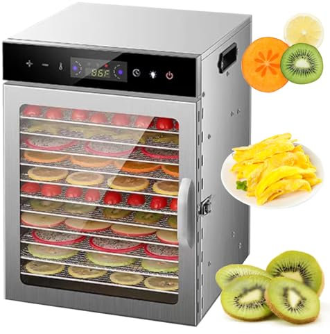 Quixnova 8/12 Trays Freeze Dryer Machine, Stainless Steel Food Dehydrator for Drying Fruit, Meat, Vegetable, Jerky and Pet Treat - 24H Timer & 30-90°C Temperature Control,12-Layer