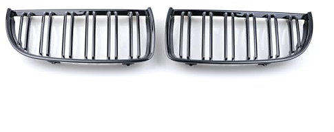 Hebstw E90 E91 Nieren Schwarz Kühlergrill, Kühlergrill Streifen, Kühlergrill Streifen für 3er E90 E91 2005-2008 Grill Glanz Schwarz Doppelsteg Sport Kühlergrill(er E90 2005-2008)