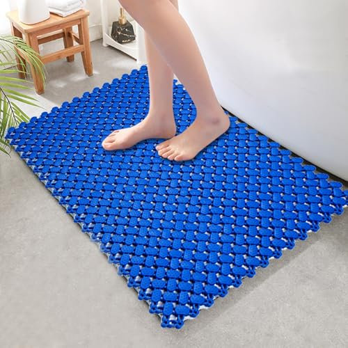 Tappetino morbido impermeabile antiscivolo ad incastro per bagno, doccia, piscina, spessore 10 mm, tappetino da cucina blu
