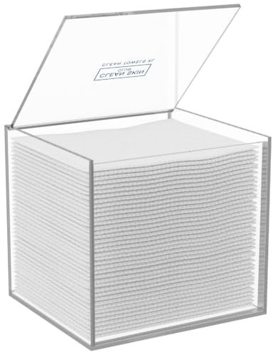 CLEAN SKIN CLUB Clear Acrylic Box for Clean Towels XL (NOT Included), Container For 50 Disposable Clean Towels XL, Face Towelettes Bathroom Counter Storage, Stone Bin for Cleansing Facial Dry Wipes