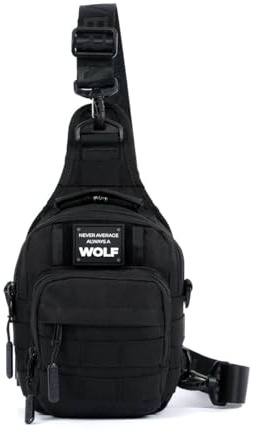 WOLFpak 4L Mini Tactical Sling Bag (Alpha Black) Kompakter Crossbody-Rucksack für Fitnessstudio, Reisen & EDC, taktische Umhängetasche mit mehreren Taschen, leicht, langlebig, Sling Pack für Damen und