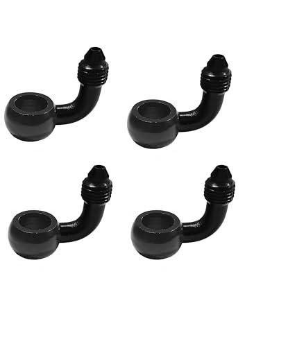 4 x Raccords Banjo pour tuyaux de frein 0°/28°/45°/90°/Side 90 M10 Aluminium Raccord Banjo de remplacement pour tuyau de frein de moto Convient pour les ATV dirt bike pit bike (90°)