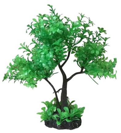 MC MEICHUANG Artificial Tree for Aquarium - Lifelike Plastic Aquatic Plants Decor, Safe Fish Tank Ornament with No Odor, Unique Aquatic Landscape Accessories (Green)
