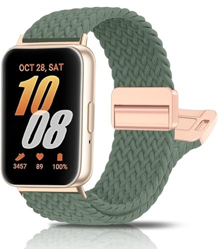 chinbersky Geflochten Armbänder Kompatibel mit Galaxy Fit 3 Armband, Magnet Verschluss Stoff Elastische Nylon Loop Ersatzarmband für Samsung Fit 3 SM-R390 Herren Damen