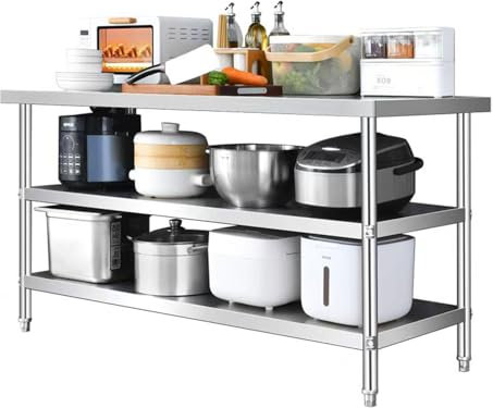 YHHLWXMDZ Outdoor Küche, Edelstahl Arbeitstisch, Robuster Küchen Arbeitstisch, for Garage, Zuhause, Lager und Küche(100x50x80cm)