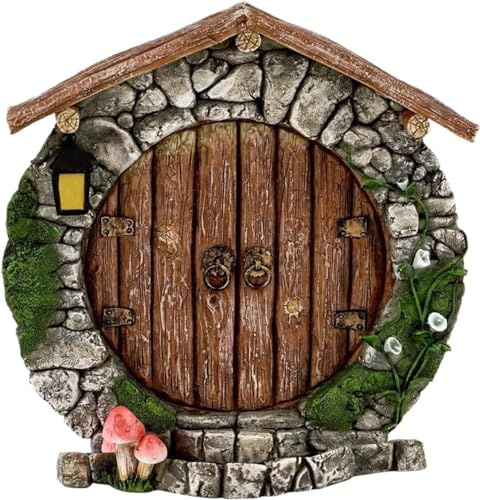 Txuolin Braune Feengärten, Türen und Fenster für Bäume, Mini-Feenstatuen, Wand und Bäume, Holztüren und Fenster im Hof, Gärten, Baumskulpturen und Statuen, Zubehör
