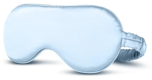 Desmend Schlafmaske Seide einfarbig Anti-Falten vollständige Abdeckung hautfreundlich 22 Momme Hellblau