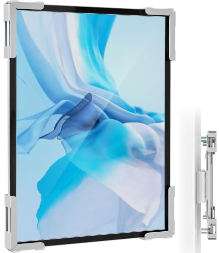 AboveTEK Tablet Wall Mount, Anti-Theft iPad Wall Holder with 360° Screen Rotation, Steel Wall-Mounted Tablet Holder fits 9.7-13 iPad Pro/Air, Galaxy Tab,Business POS, Reception, Meeting Rooms(White)